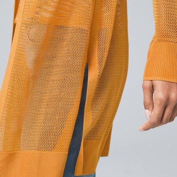 WHITE HOUSE BLACK MARKET NET COVERUP OPEN DUSTER CARDIGAN NWT XS AURA GOLD - Picture 3 of 14